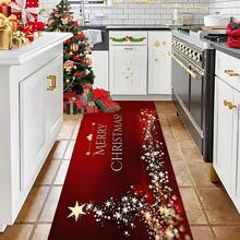 Paillasson thème noir et or de Noël avec design d'arbre de Noël et couronne de renne - résistant à la saleté, léger, convient pour la salle de bain, le salon, la chambre, la cuisine, le bureau - décoration de Noël