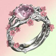 1 Flower Ring - Soft Pink Flower Decorative Ring, Women's Elegant Daily And Special Occasion Accessories, Valentine's Day/Anniversary Gift, Exquisite Flower Inlay, Wedding Wreath, Party Accessories, Exquisite Details, Personalized Item, Gift Choice, Get My Gift Every Day - 彩色 - 查看 2