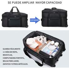 Maletas de Viaje 28 Pulgadas, Mochila de Viaje con Ruedas Giratorias, Maleta De Mano Múltiples Compartimentos(negro) - azul - Ver 3