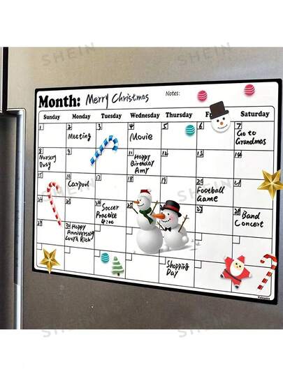 1pc Fridge Calendar Magnetic Dry Erase Calendar Whiteboard Calendar For Refrigerator Planners, Erasable Refrigerator Magnet