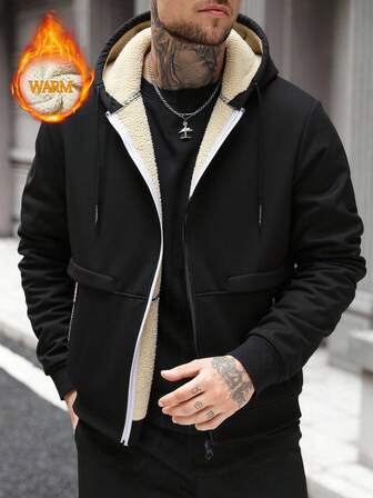 2025秋冬新款男士休闲保暖连帽夹克，百搭时尚外套