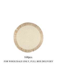 1/4/6pcs 15-Inch Round Paper Woven Tassel Placemats/Coasters, Multi-Color Options, Washable Non-Slip Heat-Resistant Tabletop Mats, Suitable For Kitchen, Dining Room, Wedding, Party, Home, Picnic, Beach, Halloween, Christmas - Multicolor - View 10