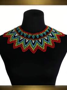 1 件手工串珠围兜项链，波西米亚风格假领项链，适合女士 - 美麗風格 - 查看 6