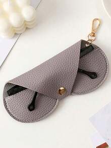 1 Peça Estojo Dobrável Portátil de PU para Óculos, Caixa Suspensa para Óculos de Sol, Caixa de Armazenamento de Óculos Simples, Estojo à Prova d'Água para Óculos, Protetor de Óculos de Sol de Viagem com Suporte, Pequena Bolsa, Pano de Limpeza de Fibra, Adequado para Homens, Mulheres, Uso Externo, Viagem, Casa, Escritório