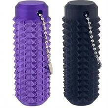 Vibrant Little Ouchies Grippie Stim Tool - Portable Firm Plastic Spikes |   Anxiety Relief, Clip To Keys |   On-The-Go Stress & Impulse Management, Fashionable Keychain Pendant, Outdoorfun Durability - Black+Purple 2pcs - 查看 2