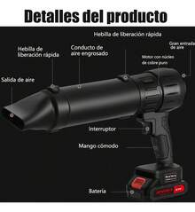 Soplador De Secado De Turbina Inalámbrico Con 3 Toberas,portátil compacto,alta potencia,multiuso,batería duradera,fácil manejo - Tipo de Enchufe A USA (110-127V) - Ver 3