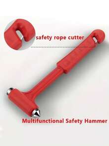 1 Stück roter ABS Langstiel-Hammer, multifunktionaler Hammer mit Fensterbrecher, solider Mini-Hammer als Auto-Sicherheits-Notfall-Werkzeug