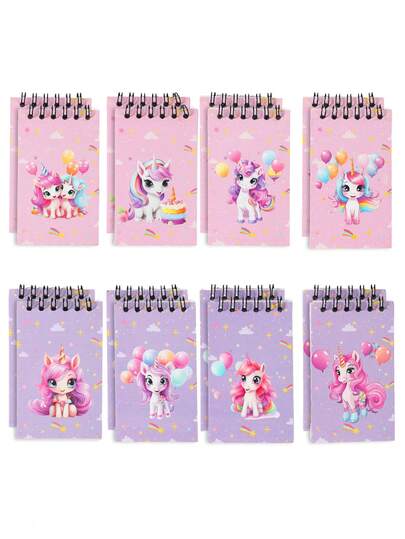 8 件迷你独角兽婴儿淋浴线圈书、可爱独角兽图案性别揭示派对礼物、1 岁生日派对填充礼物、派对游戏奖励小奖品、礼物填充装饰小尺寸线圈书、可撕笔记本、适合日常使用的便携式口袋迷你笔记本、学生礼物、返校奖品、派对小礼物、迎婴派对礼物、婴儿淋浴装饰、性别揭示装饰