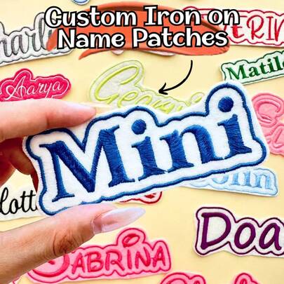 Custom 1/3/5pcs Embroidered Name Patches - Personalized Iron On/Sew On 3-6inch Patch For Jackets, Hats, Mom Gifts, Custom Embroidered Name Patches, Mother's Day,Multi-Functional,Ornamental,Letter,Stylish,Modern,Colorful,Cute,Adorable,Casual,Custom,Personalised,Unique,Customized,Ideal Gifts For Him,Ideal Gifts For Her,Customized Kids Growth Souvenirs,Christmas Gift Supplies ,Diy Kits