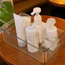 1 pieza Caja de almacenamiento transparente de acrílico, organizador de escritorio de gran capacidad, caja de almacenamiento de papelería a prueba de polvo para oficina