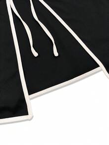 Spring And Summer Women's Dress, Romantic And Elegant, Color-Block Off-The-Shoulder Knitted Mini Dress,Western Wear Women - 黑色 - 查看 7