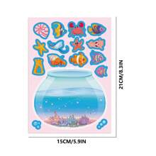 8/16pcs Colorful Aquarium Puzzle Stickers, Cute Fish & Crab Stickers For DIY Decoration, Party Favor, Birthday Gift, Holiday Stickers