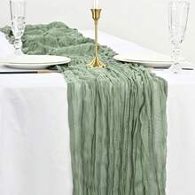 1/6/10 pièces Chemin de table en mousseline de soie vert sauge, décoration de table bohème pour mariages, fêtes et anniversaires, en tissu polyester durable, design élégant et polyvalent