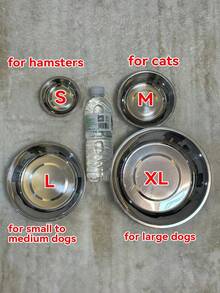 1pc/2pcs Stainless Steel Cat/Dog Bowl, Pet Feeding Bowl, Anti-Slip Anti-Bite Durable