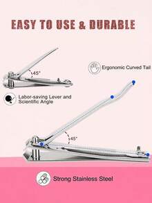 4 件套指甲钳套装：防溅指甲钳，高品质不锈钢指甲钳和脚趾甲钳，耐用刀片，适合每个人的指甲护理工具，卧室、浴室、指甲清洁和修剪 - 彩色 - 查看 4