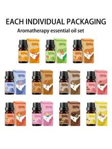 6pcs Aromatherapy Essential Oil Set / 1pc 10ml Food Scented Essential Oil - Christmas Cookie, Caramel Pudding, Coffee Cake Etc. Fragrance Oils To Create Holiday Atmosphere, 1pc 10ml Water-Soluble Essential Oil / 1pc Aromatherapy Diffuser/Humidifier/Diffuser Stone/Car Diffuser, Relaxing Fragrance For Bedroom, Living Room, Kitchen, Bathroom, Car, Hotel, Christmas Gift