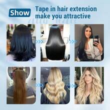 Tape In Hair Extensions Human Hair 20pcs/Pack/30g Remy Straight Invisible Tape Adhesive Hair Extensions Suitable For All People 10-24 Inches - SPurple - View 6