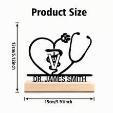 Fashion Customized Heart-Shape Stethoscope Metal Art, Custom Stethoscope Metal Ornaments With Wooden Base, Perfect Gift For Doctor, Hospital Workers, Special Family Decoration, Room Decor, Home Decor, Holiday Decor, Festivals Decor, Sence Decor, Bedroom Decor, Living Room Decor, Entrance Decor