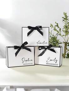 1pc Customized Wedding Gift Bag, Personalized Name Gift Bag, Thank You Gift Bag, Ribbon Drawstring Bag, Birthday Gift Bag, Bridesmaid Gift Bag, Suitable For Any Occasion. Purchase Personalized Bridesmaid Gift Bag, Holiday Calendar - Multicolor - View 3