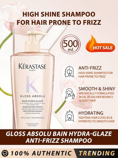 Kérastase Kerastase Gloss Absolu Bain Hydra-Glaze Anti-Frizz Shampoo 500ml / High Shine Shampoo For Hair Prone To Frizz / Bouncy, Glossy Hair & Mesmerizing Scent & Gently Cleanses Scalp From Stubborn Build Up & Cleanses Hair For A Shiny Finish​ & Tightens Hair Cuticles & Hydrates To Smooth Hair​