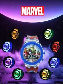 Marvel 漫威夜光青少年手表，蜘蛛侠卡通电子手表，超级英雄卡通手表，青少年礼物，精美吸塑卡包装