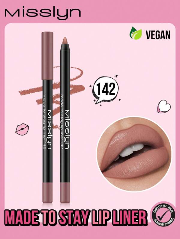 Misslyn Matita per le labbra a lunga tenuta, colori ricchi per le labbra a lunga durata, matita gel per labbra affilabile, applicazione morbida, finitura naturale, può essere rimodellata con un temperamatite, trucco naturale per le labbra altamente pigmentato, ultra fine a lunga tenuta e opaco