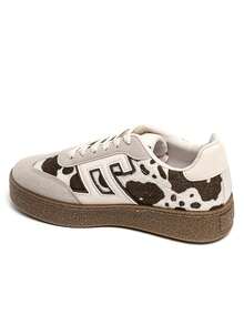 Baskets lifestyle femme – Style rétro en daim et toile, semelle compensée confort - Cow - 查看 3