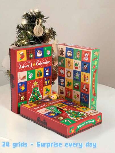 5/10/15pcs Christmas Surprise Gift Boxes, 12/24 Slots Countdown Calendar Gift Boxes, Scratch Surprise Boxes To Place Small Gifts, Treats, Snacks