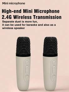 一套无线麦克风音箱系统，适用于卡拉OK、家庭互动、音频派对、户外使用，迷你便携式KTV唱歌，多功能外置音箱带卡槽，一键人声消除，呼吸灯效果