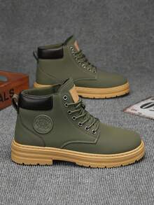 Men's Boots 2025 New Autumn/Winter Vintage Versatile High-Top Work Shoes, Thick Sole Comfortable Soft Increase Height British Style Leather Boots Streetwear - Multicolor - View 7