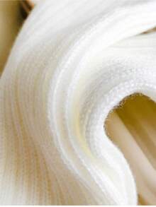 1 双针织纯色和条纹保暖袖套，保暖袖口 - 白色 - 查看 3