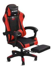 Ergonomic Gaming Chair With Footrest Computer Gaming Chair Height Adjustable With Footrest 360° - 紅色 - 查看 2