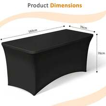 6FT Elastic Spandex Table Cover For Standard Folding Tables Party Buffet Cloth - Black - View 5