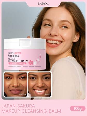 1 Pc Cleansing Healthily LAIKOU Japan Sakura Makeup Cleansing Balm,100g Makeup Remover Clean Pores Moisturizing Gifts For Girl Friend Makeup