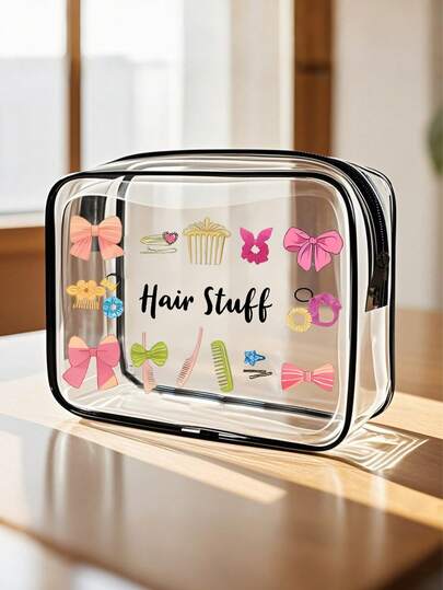 大容量高品质PVC旅行收纳包，拉链封口 - 轻便防褪色化妆洗漱包，适合女性/女孩，TSA认证便携式化妆箱，易于擦拭清洁，科技感十足的收纳包 | 现代美学 | 防褪色材质，旅行必备，假日度假包，学生化妆包，邮轮旅行必备，男士浴室洗漱包