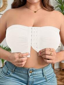 1/2/4 Women's Front-Closure Gathering And Lifting Bra With Anti-Sagging, Strapless, Wire-Free, Invisible Bra Underwear - trắng - Xem 7