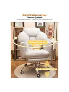Sillón De Oficina Con Pedalera Cómodo Giratorio Reclinable - Blanco - Ver 7