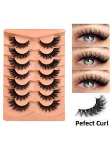 7 paia di ciglie finte a forma di occhio di gatto, fluffy e naturali, con estremità alate, per allungare lo sguardo. ciglie finte per estensioni ciglie, accessori da viaggio per il trucco.