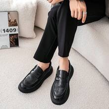 2025 New Fashion Slip-On Leather Shoes For Men, Outdoor Casual Business Shoes, Thick Sole Anti-Slip Loafers, Suitable For Teenagers