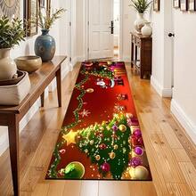 Paillasson thème noir et or de Noël avec design d'arbre de Noël et couronne de renne - résistant à la saleté, léger, convient pour la salle de bain, le salon, la chambre, la cuisine, le bureau - décoration de Noël