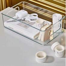 1 pieza Caja de almacenamiento de escritorio transparente, organizador de cajón, canasta de almacenamiento de artículos varios de acrílico para papelería y dormitorio