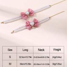 1pc Cute Pet Necklace, Cat Pearl Bowknot Necklace, Lovely Heart-Shaped Pearl Princess Style Pet Collar
