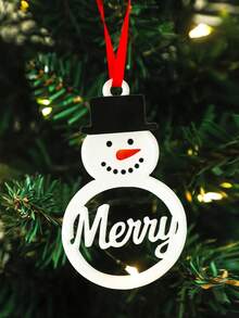 1pc Christmas Snowman Acrylic Hanging Ornament, Christmas Tree Hanging Decoration, Merry Joy Snowflake Decoration, Winter Home Decoration, Christmas Wall Hanging, Suitable For Living Room, Bedroom, Office, Window Display Christmas Decorations Room Decor