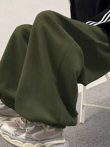 Men's Drawstring Waist Loose Casual Harem Pants, Street Style - Army Green - View 5