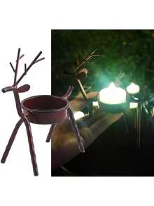 Christmas Reindeer Candle Holder, Iron Reindeer Candle Holder Stand, Christmas Party Dining Table Center Decor Reindeer Candle Holder, Christmas Party Tabletop Decor, Christmas Fireplace Mantel Reindeer Figurine Decor, Best Holiday Gift For Family And Friends, Christmas Room Decoration Home Decor