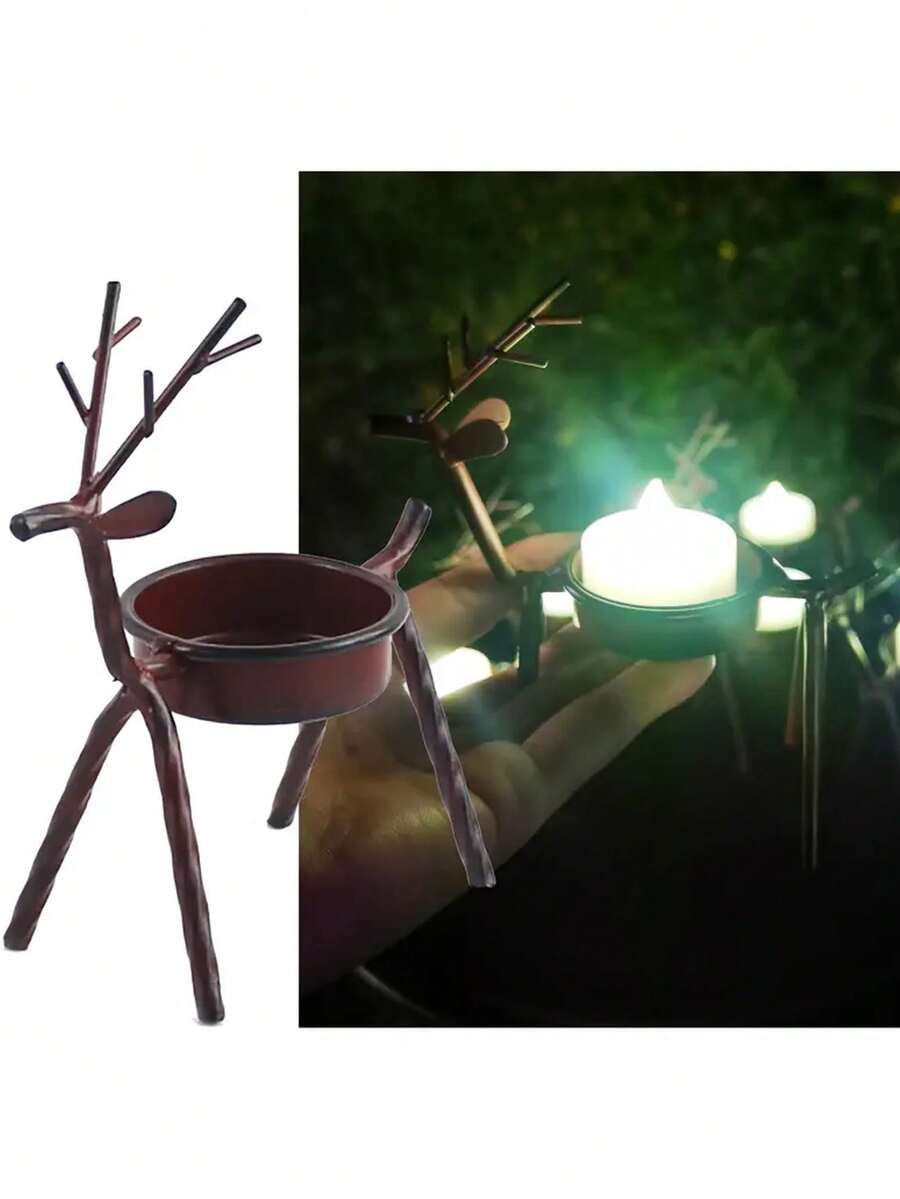 Christmas Reindeer Candle Holder, Iron Reindeer Candle Holder Stand, Christmas Party Dining Table Center Decor Reindeer Candle Holder, Christmas Party Tabletop Decor, Christmas Fireplace Mantel Reindeer Figurine Decor, Best Holiday Gift For Family And Friends, Christmas Room Decoration Home Decor