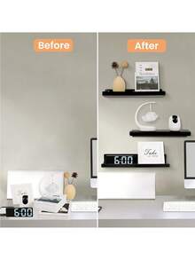 11.8英寸黑色亚克力壁挂式悬浮置物架，无需钻孔，隐形悬浮书架，儿童书籍展示架 - 黑色 - 查看 6