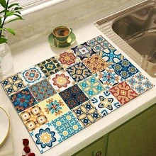 Ein Boho-Stil bedruckter Abtropfmatte mit personalisierten Mustern. Die neue saugfähige Küchen-Abtropfmatte hat eine farbbeständige Oberfläche mit weichem und angenehmen Griff. Maschinenwaschbar für einfache Reinigung.