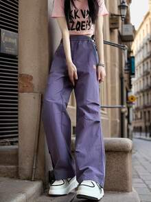 New Girls' Casual Straight Leg Pants, Versatile Outdoor Sports Trousers For Older Tween Girl