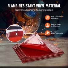 Welding Screen With Frame, 6' X 6' 3 Panel Welding Curtain Screens, Flame-Resistant Vinyl Welding Protection Screen On 12 Swivel Wheels (6 Lockable), Moveable & Professional For Workshop, Red - 紅色 - 查看 4